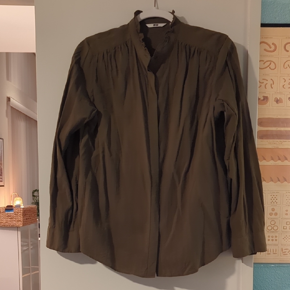 Uniqlo Women's Blouse - Olive Green